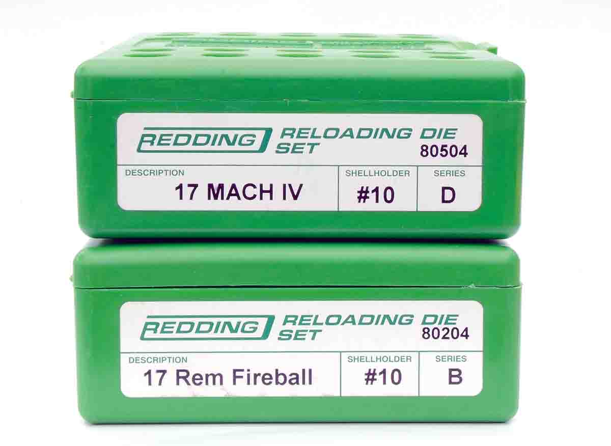 Dimensional differences between the .17 Mach IV and .17 Remington Fireball are quite small, but Redding considers them significant enough to make it necessary to offer different die sets for the two cartridges.